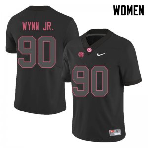 NCAA Women's Alabama Crimson Tide #90 Stephon Wynn Jr. Stitched College 2018 Nike Authentic Black Football Jersey QS17J57HK